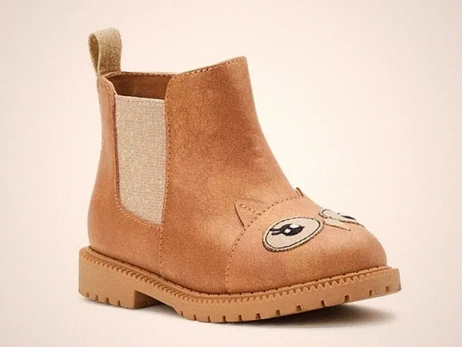 New With Tag Baby Girl Tan Owl Chelsea Boot by Wonder Nation Size 4